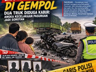 SATU KELUARGA TEWAS DI GEMPOL, DUA TRUK DIDUGA KABUR, ANGKA KECELAKAAN PASURUAN JADI SOROTAN